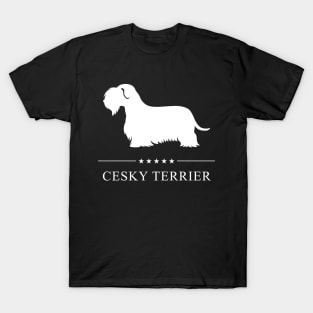 Cesky Terrier Dog White Silhouette T-Shirt